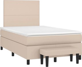 vidaXL Κρεβάτι Boxspring με Στρώμα Καπουτσίνο 120x190εκ.από Συνθ.Δέρμα