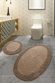 Bathmat Set (2 Pieces) Piante Oval - Beige Multicolor