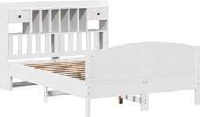 vidaXL Κρεβάτι Βιβλιοθήκη Χωρίς Στρώμα 140x200 εκ Μασίφ Ξύλο Πεύκο
