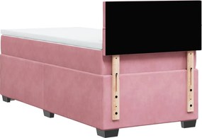 vidaXL Κρεβάτι Boxspring με Στρώμα Ροζ 80 x 200 εκ. Βελούδινο