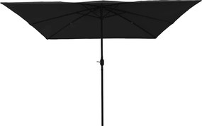 vidaXL Ομπρέλα Κήπου Μαύρο 295 x 295 x 245 εκ Πολυεστέρας και Χάλυβας