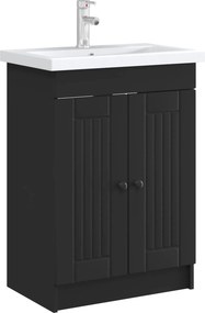 vidaXL Ντουλάπι κάτω από τον νιπτήρα Μαύρο 56 x 37,5 x 81 εκ