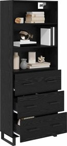 vidaXL Highboard με συρτάρι 2 pcs Μαύρη Οξυά Επεξεργασμένο ξύλο