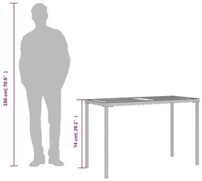 Τραπέζι Κήπου Επιφάνεια Ακακίας Μπεζ 115x54x74 εκ. Συνθ. Ρατάν - Μπεζ