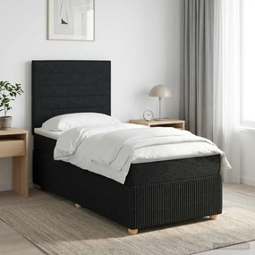 vidaXL Κρεβάτι box spring με στρώμα Μαύρο 80 x 200 cm Ύφασμα