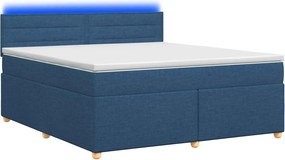 vidaXL Κρεβάτι box spring με στρώμα Μπλε 180 x 200 cm Ύφασμα
