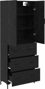 vidaXL Highboard Μαύρη Οξυά 69,5 x 34 x 180 εκ. Επεξεργασμένο ξύλο