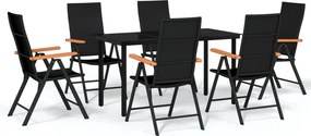vidaXL Σετ Τραπεζαρίας Κήπου 7 Τεμαχίων Μαύρο