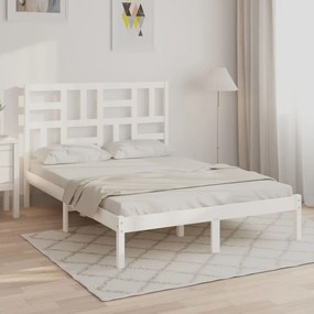 vidaXL Πλαίσιο Κρεβατιού Λευκό 140 x 190 εκ. από Μασίφ Ξύλο