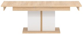 Πολυμορφικό τραπέζι σαλονιού Orlando AA123, Γυαλιστερό λευκό, Ελαφριά δρυς, 52x68x114cm, Πλαστικοποιημένη μοριοσανίδα, Γωνιακό | Epipla1.gr