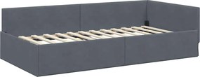 vidaXL Κρεβάτι Γωνίας Σκούρο Γκρι 90 x 190 cm Βελούδο