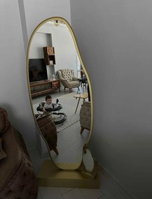 Stewehome Ασύμμετρος καθρέφτης δαπέδου με MDF και ακρυλικό χρυσό φινίρισμα