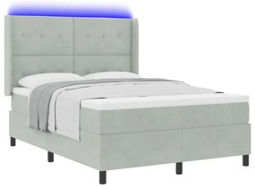 vidaXL Κρεβάτι με Στρώμα & Φωτισμό LED Γκρι 140x190 εκ. Βελούδο
