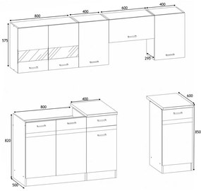 Σετ κουζίνας Econ 120, 220x60cm, Πάγκος, Πλαστικοποιημένη μοριοσανίδα | Epipla1.gr