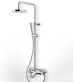 Eurorama Tonda Chrome Μπαταρία Ντουζιέρας 2 Εξόδων με Κολώνα, Tηλέφωνο, Στήριγμα Τηλεφώνου και 'Αθραυστο Σπιράλ 145066-100