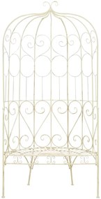 vidaXL Παγκάκι Κήπου Αντικέ Λευκό 95 εκ. Σιδερένιο