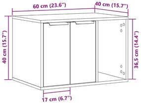 Τουαλέτα Γάτας Περίφραξη Γκρι Sonoma 60x40x40εκ Επεξεργασμ Ξύλο - Γκρι