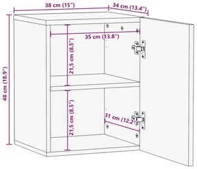 Ντουλάπι Μπάνιου Επιτοίχιο Καφέ 38x34x48 εκ. Μασίφ Ξύλο Μάνγκο - Καφέ