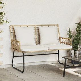 vidaXL Παγκάκι κήπου Καφέ, Μαύρο, Κρέμα Πολυ rattan, ατσάλι