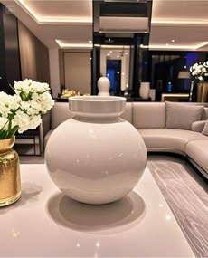 Stewehome μοντέρνο απλό κομψό λευκό βάζο από γυαλί Λευκό 22x24x11 cm