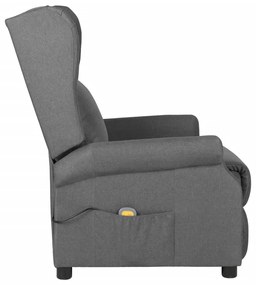vidaXL Πολυθρόνα Μασάζ Ανοιχτό Γκρι Υφασμάτινη