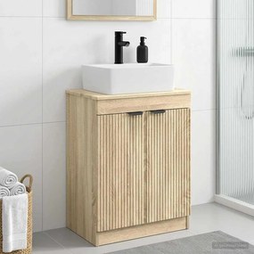 vidaXL Καθρέφτης μπάνιου με νιπτήρα Sonoma Δρυς 54 x 35 x 83 εκ