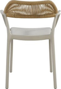 DOLLI Πολυθρόνα Στοιβαζόμενη, PP-UV Γκρι, Rope Wicker Φυσικό   1τμχ