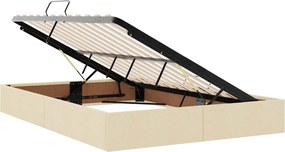 vidaXL LED Κρεβάτι αποθήκευσης με στρώμα Κρεμ 140 x 200 cm Ύφασμα