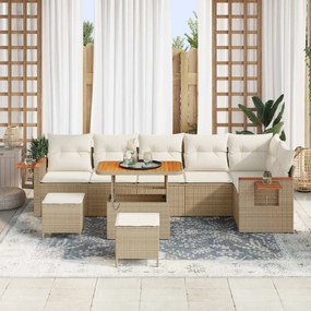 vidaXL Σετ Καναπέ Κήπου 9 pcs Μπεζ συνθετικό ρατάν