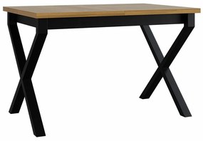 Τραπέζι Victorville 300, Grandson δρυς, Μαύρο, 75x80x140cm, 39 kg, Επιμήκυνση, Πλαστικοποιημένη μοριοσανίδα, Μέταλλο | Epipla1.gr