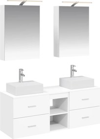 vidaXL Σετ Επίπλων Μπάνιου 5 pcs Λευκό Επεξεργασμένο Ξύλο και Γυαλί