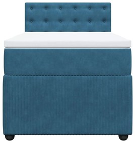 vidaXL Κρεβάτι Boxspring με Στρώμα Μπλε 80 x 200 εκ. Βελούδινο