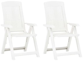 Καρέκλες Κήπου Ανακλινόμενες 2 τεμ. Λευκές Πλαστικές