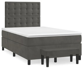 vidaXL Κρεβάτι Boxspring με Στρώμα Σκούρο Γκρι 120x200 εκ. Βελούδινο