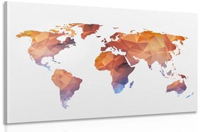 Εικόνα πολυγωνικού παγκόσμιου χάρτη σε αποχρώσεις του πορτοκαλί - 120x80