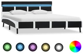 vidaXL Πλαίσιο Κρεβατιού με LED Μαύρο 160x200 εκ. από Συνθετικό Δέρμα