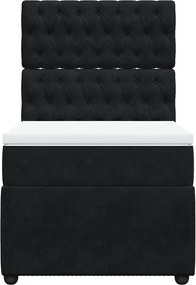 vidaXL Κρεβάτι Boxspring με Στρώμα Μαύρο 100x200 εκ. Βελούδινο