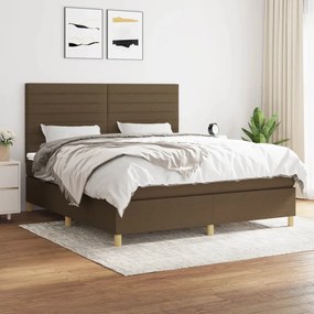 Κρεβάτι Boxspring με Στρώμα Σκούρο Καφέ 160x200 εκ Υφασμάτινο - Καφέ