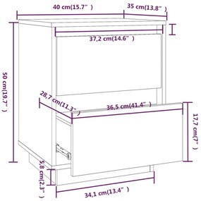 Κομοδίνα 2 τεμ. 40 x 35 x 50 εκ. από Μασίφ Ξύλο Πεύκου - Καφέ