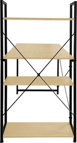 ΓΡΑΦΕΙΟ Η/Υ με 4 Ράφια Μέταλλο Βαφή Μαύρο, Melamine Beech   1τμχ