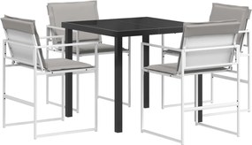 vidaXL Σέτ φαγητού για κήπο 5 pcs Λευκό και Ανοιχτό Γκρι