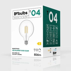 LED Filament Λαμπτήρας T04 Γλόμπος G125 Διαφανής 7W 806Lm E27 2700K Dimmable