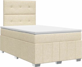 vidaXL Κρεβάτι box spring με στρώμα Κρεμ 120 x 190 cm Ύφασμα