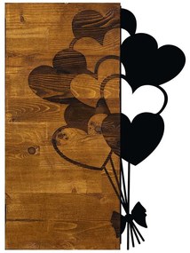 Διακοσμητικό Τοίχου Love 899SKL1336 39x58cm Walnut-Black Wallity Μέταλλο,Ξύλο