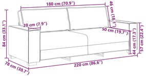 Καναπέ 3 Θέσεων Καφέ 180 εκ Υφάσματα 4104994