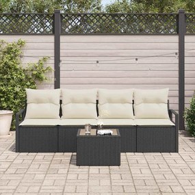 vidaXL Σετ Καναπέ Κήπου 5 pcs Μαύρο, Κρέμα 55 x 55 x 37 εκ