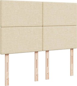vidaXL Κρεβάτι Boxspring με Στρώμα Κρεμ 140x190 εκ. Υφασμάτινο