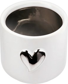Planter Heart Motif Κεραμικό Λευκό D8X9Cm D8X9Cm