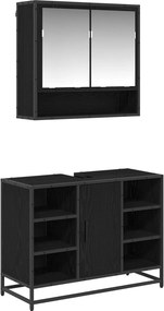 vidaXL Σετ Επίπλων Μπάνιου 2 τμχ. Μαύρη Οξυά 80 x 33 x 60 εκ