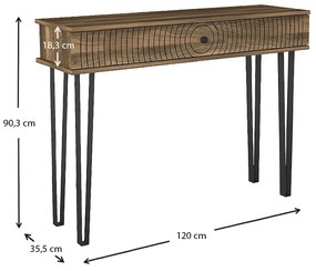 Κονσόλα μελαμίνης Sandiego Megapap χρώμα καρυδί 120x35,5x90εκ.